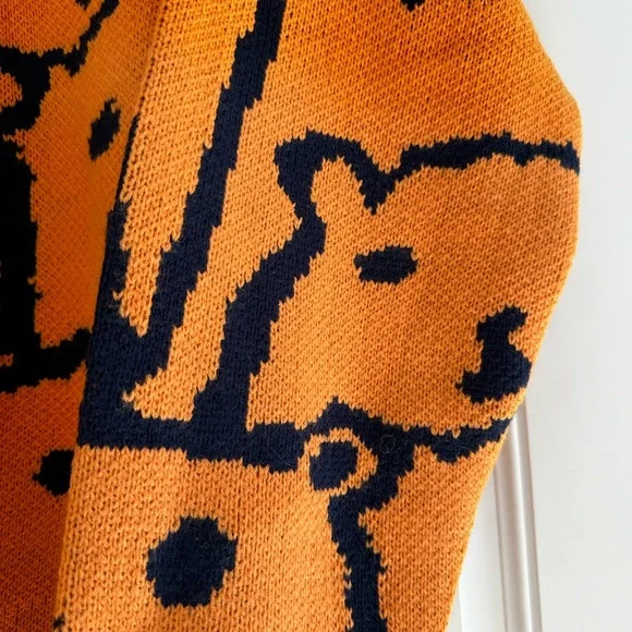 Shengu Polar Bear Crewneck Sweater Orange Back White Kawaii Oversized Knit Funky - Picture 8 of 13